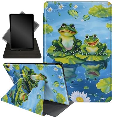 Case for All-New Amazon Fire HD 10 and 10 Plus Tablet (13th/11th Generation, 2023/2021 Release),360 Degree Rotating Stand Smart Protective Cover Case,Floral and Frog