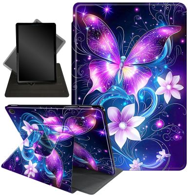 Case for All-New Amazon Fire HD 10 and 10 Plus Tablet (13th/11th Generation, 2023/2021 Release),360 Degree Rotating Stand Smart Protective Cover Case,Glitter Butterflies Flower