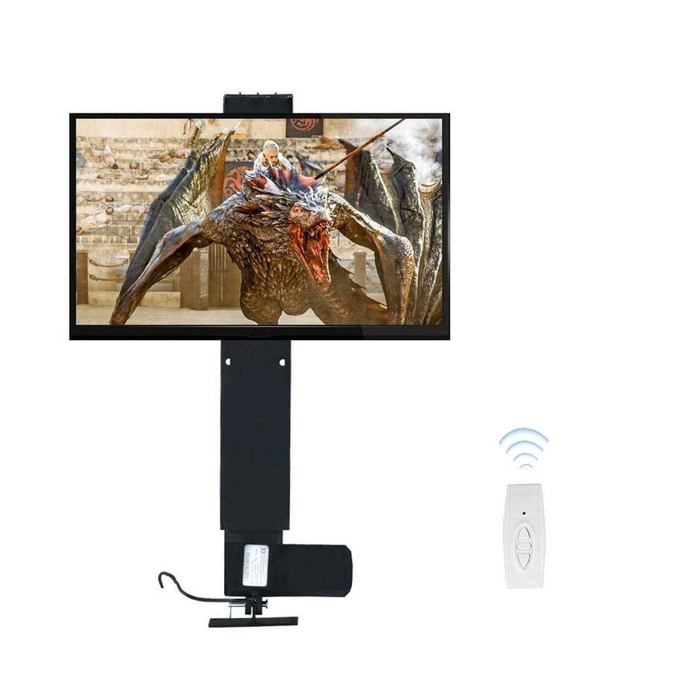 A1DFDFGOQSFG TV Motorized-TV Lift Mount Bracket-Height Adjust, Vertical Lift Television Stand with Remote Control, TV Motorized Electric TV Mount Lift for Wall or Cabinet with Remote Control