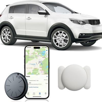 1PCS Black Tracker Device for Vehicles,GPS Car Tracker,No Monthly Fee Anti-Lost Car Locator Works with Find My(iOS Only),Mini Hidden Car Tracker with White Magnetic Case