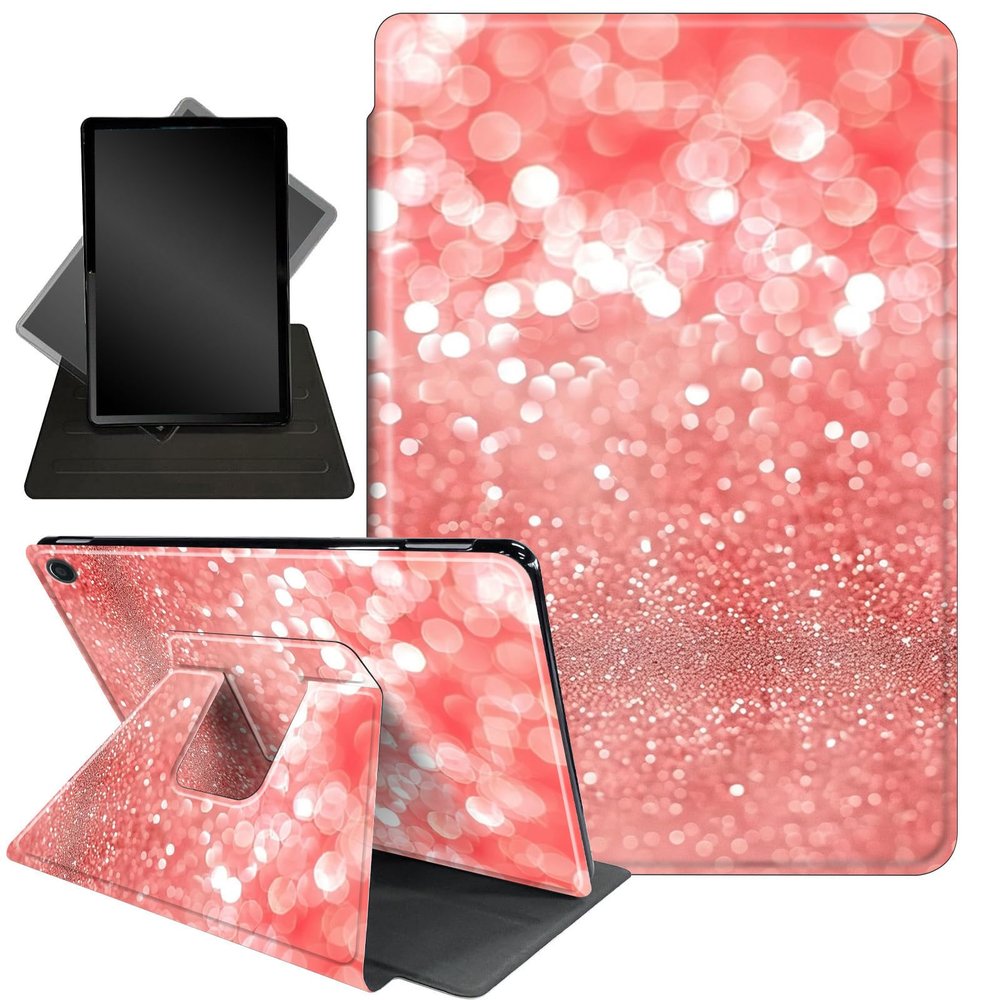 Case for All-New Amazon Fire HD 10 and 10 Plus Tablet (13th/11th Generation, 2023/2021 Release),360 Degree Rotating Stand Smart Protective Cover Case,Pink Glitter