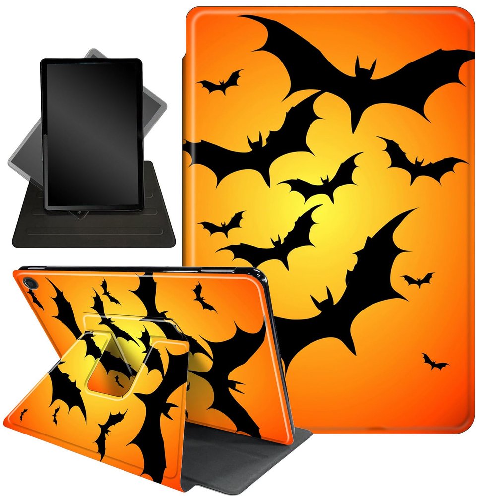 Case for All-New Amazon Fire HD 10 and 10 Plus Tablet (13th/11th Generation, 2023/2021 Release),360 Degree Rotating Stand Smart Protective Cover Case,Black Bat