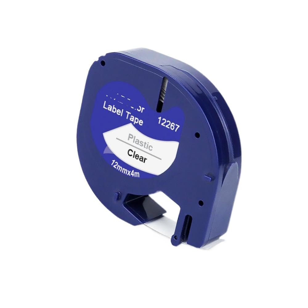 12mm LT Tape Compatible with 91201 91202 91203 91204 91205 for LT-100H QX-50 XM Label Printer(Black on Clear)