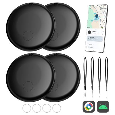 Air Smart Tag Tracker for Android, Google Android Tag Tracker Work with Google Find My Device (Find Hub), Key Finder/Luggage Tracker/Item Locator (Black, 4 Pack)