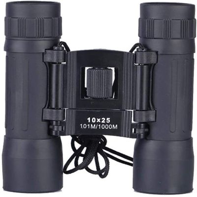 10X25 Folding Compact Binoculars Optical Binoculars Outdoor ringPortable Binoculars for Outdoor Sports Games and Concerts-Black