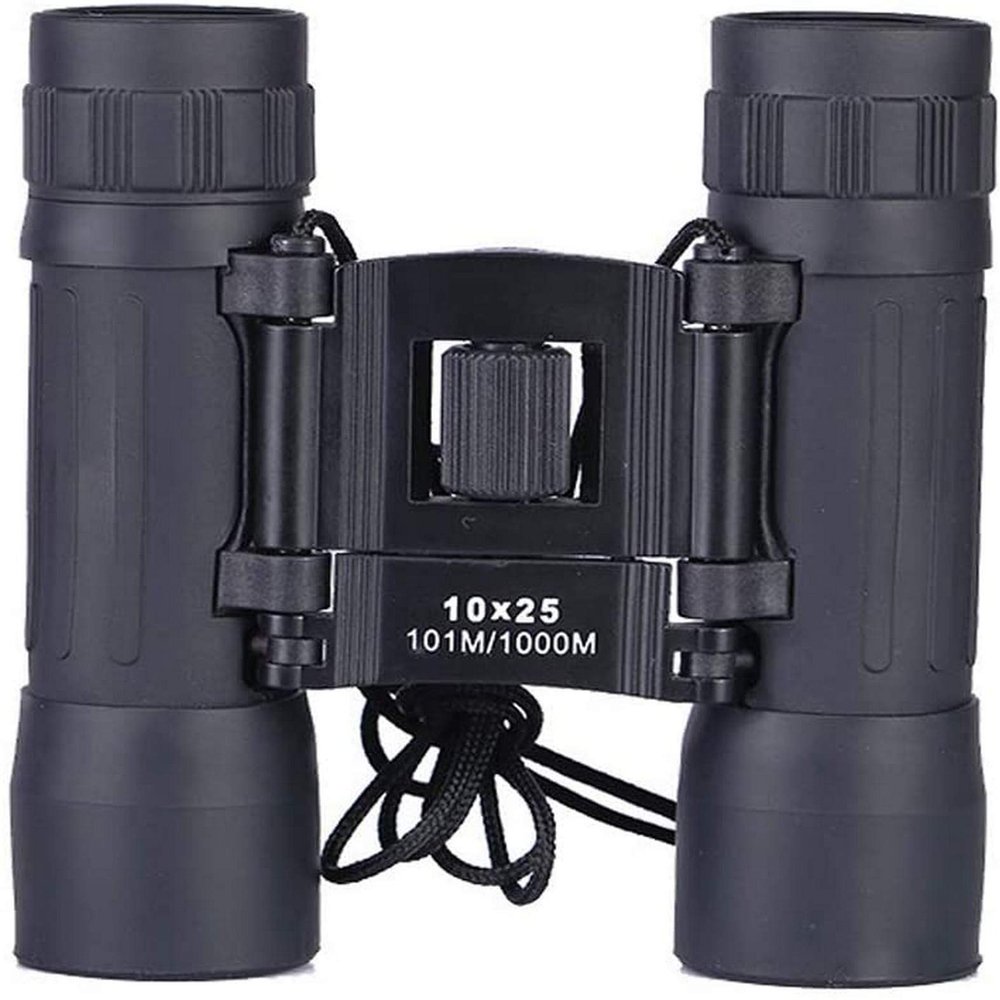 10X25 Folding Compact Binoculars Optical Binoculars Outdoor ringPortable Binoculars for Outdoor Sports Games and Concerts-Black