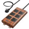 TOPREK Surge Protector Power Strip (2100J), 6 Widely-Spaced Outlets with 2 USB-C & 2 USB-A, 6.5 FT Extension Cord with Ultra-Thin Flat Plug, Wood Finish Power Strip with USB for Home, Office view 1