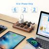 TOPREK Surge Protector Power Strip (2100J), 6 Widely-Spaced Outlets with 2 USB-C & 2 USB-A, 6.5 FT Extension Cord with Ultra-Thin Flat Plug, Wood Finish Power Strip with USB for Home, Office view 2