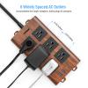 TOPREK Surge Protector Power Strip (2100J), 6 Widely-Spaced Outlets with 2 USB-C & 2 USB-A, 6.5 FT Extension Cord with Ultra-Thin Flat Plug, Wood Finish Power Strip with USB for Home, Office view 4