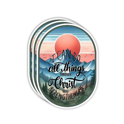 (3Pcs) I Can Do All Things Through Christ Who Strenghthens Me Christian Sticker Inspirational Bible Verse Phil 4:13 Jesus Vinyl Decals for Tablet Laptop Water Bottles Books Phone - Size 3x2.1 Inches