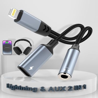 Lightning to 3.5mm Headphone Jack Adapter Apple MFi Certified 2 in 1 iPhone Aux Audio & Charge Adapter, Phone Headphone Adapter Support Music+Charge+Mic+Control Compatible with iPhone 14 13 12 11