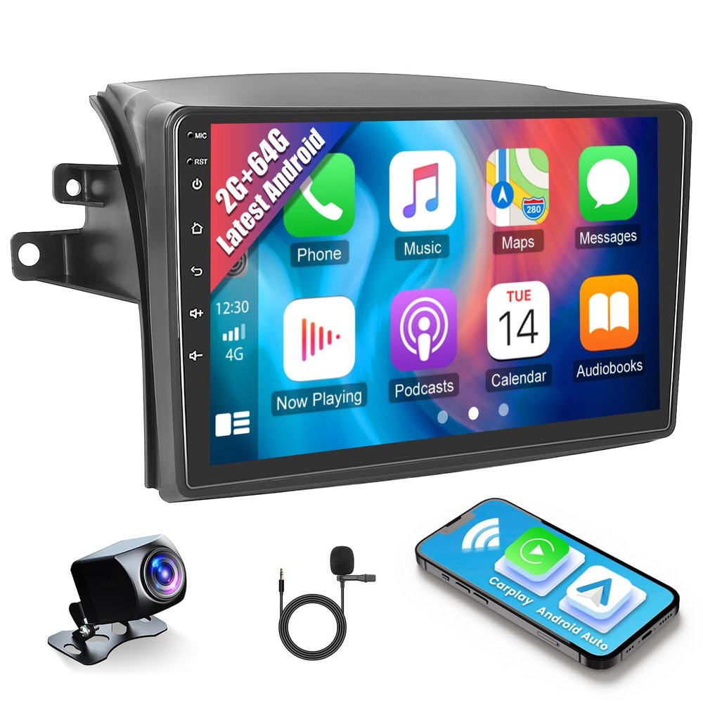 2+64GB Car Radio for Toyota Sienna 2004-2010 Wireless Carplay Android Auto, 9 Inch Touch Screen Stereo Android 15 DSP 32EQ GPS 5G WiFi Bluetooth SWC Backup Camera