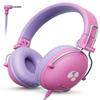 awatrue Kids Headphones, 74/85dB Safe Volume Limit, Stereo Sound, Wired On-Ear Headphones for Kids Boys Girls, 3.5mm Jack for Tablet, iPad, Kindle, YOTO Player, Airplane Travel, Pink view 1