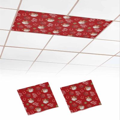 Fluorescent Light Covers for Drop Ceiling Cowboy Santa Claus Christmas Poinsettia Magnetic Light Filters, Horseshoe Winter Plant Red Ceiling Shade Filters for Home Classroom Office,2x4 ft,2Packs