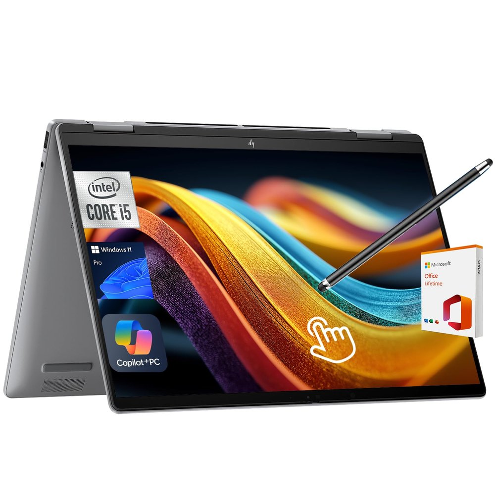 HP Envy x360 2-in-1 Touchscreen Laptop, 14" FHD, 10-Core Intel Core 5 120U (Beats i7-1255U), 8GB RAM, 1TB SSD, FP Reader, Backlit, WiFi 6E, Stylus Pen, Microsoft Office Lifetime Suite, Win 11