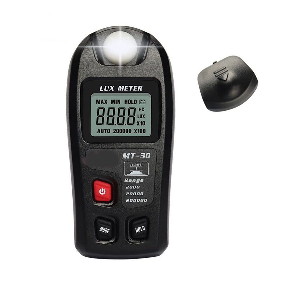 Photometer Tester Environmental Test Light Meter 0~200,000lux Range Pocket Design Light Meter Digital Illuminator Handheld Ambient Temperature Meter