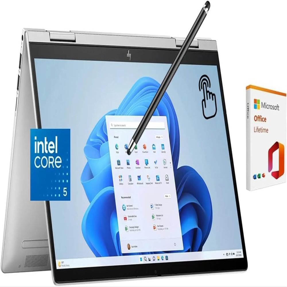 HP Envy x360 2-in-1 Touchscreen Laptop, 14" FHD, 10-Core Intel Core 5 120U (Beats i7-1255U), 8GB RAM, 512GB SSD, FP Reader, Backlit, WiFi 6E, Stylus Pen, Microsoft Office Lifetime Suite, Win 11