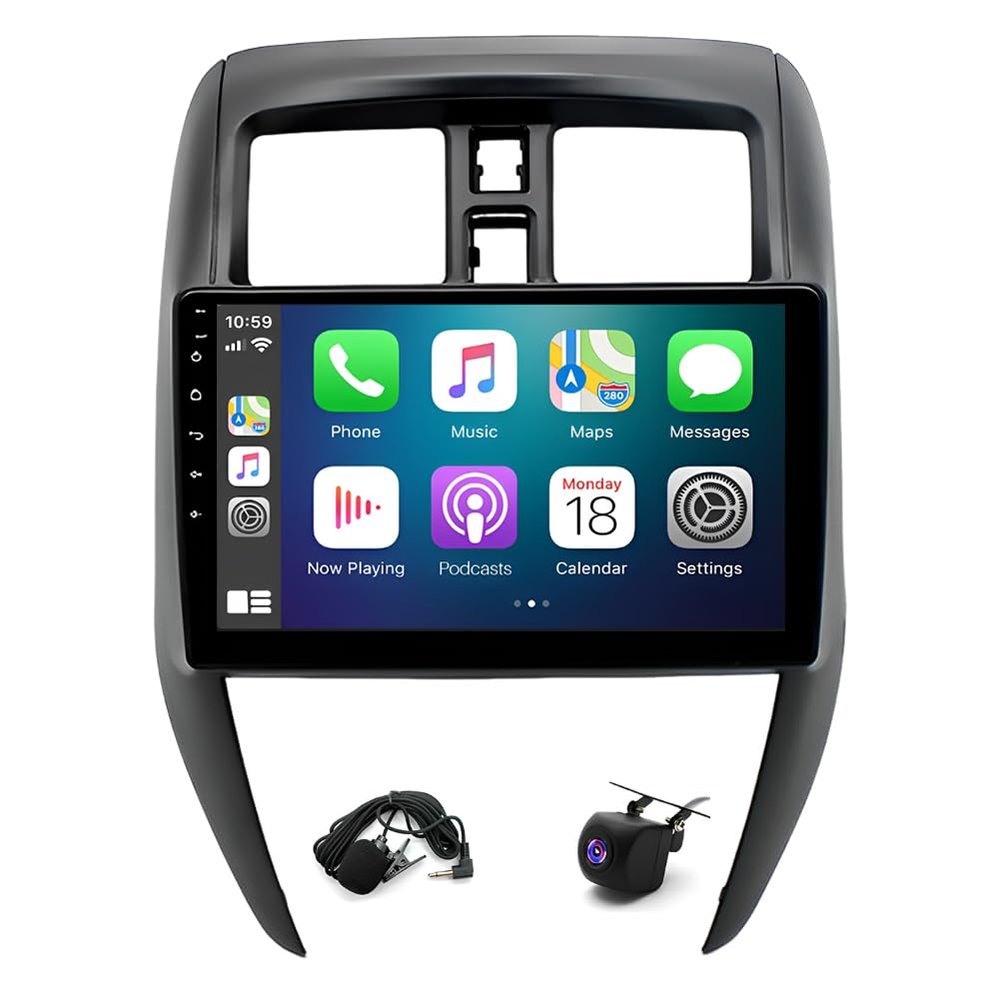 4+64G 10" Double Din Car Radio Stereo for Nissan Versa Sedan 2015-2019 wGPS w/carplay w/Android Auto w/Bluetooth AHD Backup Camera Mic,SWC/AV in/FM IPS Car Audio Receiver