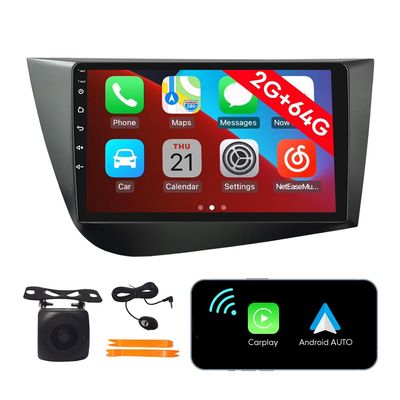[2G 64G] Android Car Stereo FM Radio Carplay Android Auto 9" Touchscreen Headunit Media Player with Backup Camera for Seat Leon 2005 2006 2007 2008 2009 2010 2011 2012 RHD