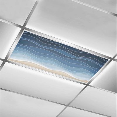 TvonTa Tey Fluorescent Light Covers for Drop Ceiling Abstract Ocean Waves Magnetic Light Filters, Beach Seaside Blue Stripes Art Ceiling Shade Filters for Home Classroom Office,2x4 ft,1Pack