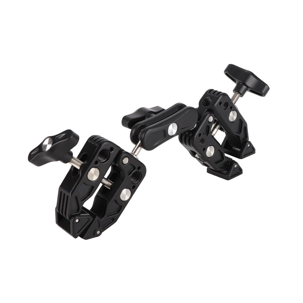 Akozon Double Camera Clamp 360 Degree Dual Clamp Camera Mount for Photography Studio Accessories