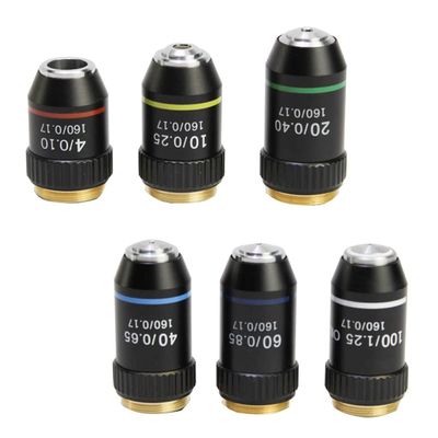 JOEBO Microscope Kit 195 Black Achromatic Objective 4X 10X 20X 40X 60X 100X Microscope Objective Lens Microscope Lens Adapters(1 Sets)