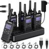 KETELESE T3G Heavy Duty Walkie Talkies Type-C Rechargeable, IP67 Waterproof 2 Way Radios with Earpiece, Adapter, Dock, PTT Group, NOAA, VOX, 6 Pack Walkie Talkie for Adult Black/Grey view 1