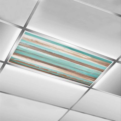 Fluorescent Light Covers for Drop Ceiling Abstract Teal Brown Wood Texture Magnetic Light Filters, Abstract Gradient Watercolor Art Ceiling Shade Filters for Home Classroom Office,2x4 ft,1Pack