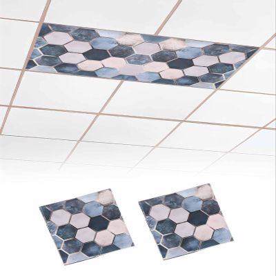 TvonTa Tey Fluorescent Light Covers for Drop Ceiling Abstract Colorful Hexagon Magnetic Light Filters, Classic Geometric Art Ceiling Shade Filters for Home Classroom Office,2x4 ft,2Packs