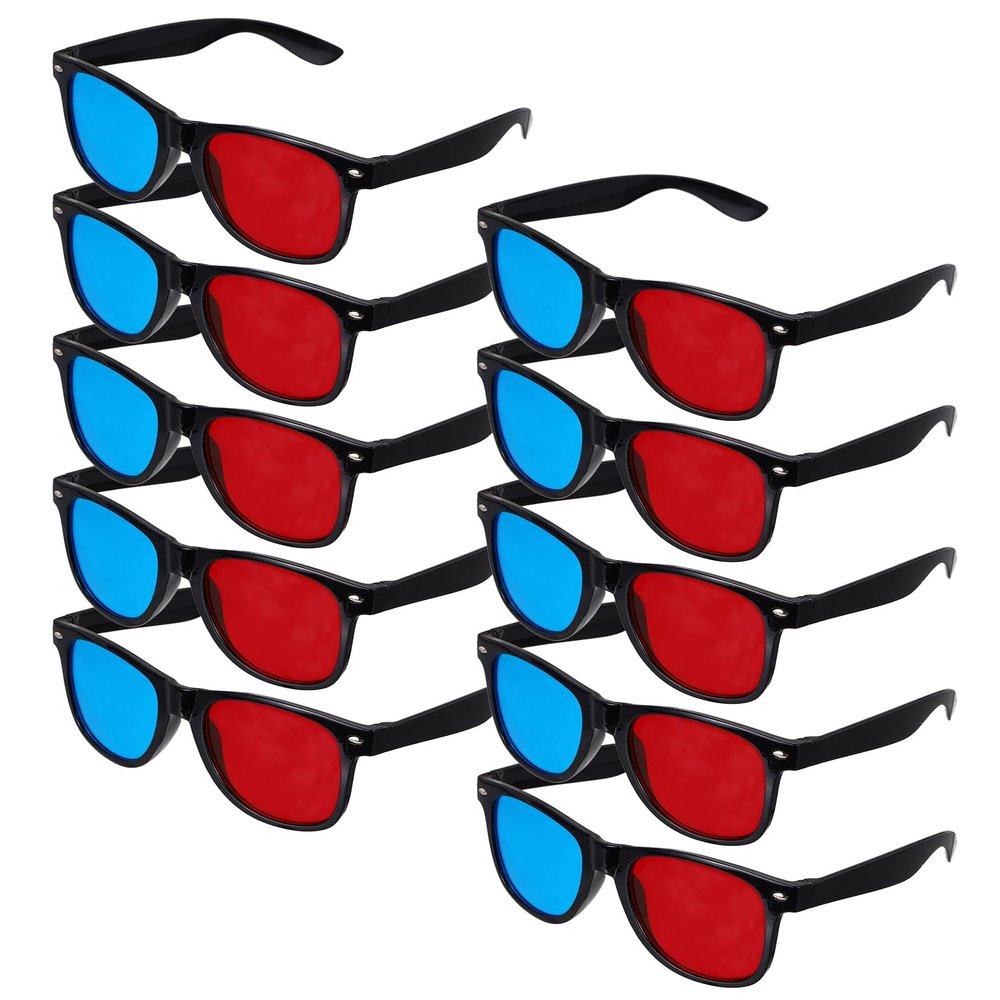 MECCANIXITY Red Blue 3D Viewing Glasses, Plastic 3D Movies Glass for TV Anaglyph Stereoscopic Projection Video Game, 5.7 Inch Black Frame