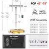 AOKCOS Rolling TV Stand with LED Lights for 43-75 Inch TV, 8-Height Adjustable Mobile TV Stand with 12 Tilt, Wooden Base Floor TV Mounts, Max Load 110lbs, VESA 100x100mm to 600x400mm, White view 2