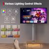 AOKCOS Rolling TV Stand with LED Lights for 43-75 Inch TV, 8-Height Adjustable Mobile TV Stand with 12 Tilt, Wooden Base Floor TV Mounts, Max Load 110lbs, VESA 100x100mm to 600x400mm, White view 3