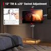 AOKCOS Rolling TV Stand with LED Lights for 43-75 Inch TV, 8-Height Adjustable Mobile TV Stand with 12 Tilt, Wooden Base Floor TV Mounts, Max Load 110lbs, VESA 100x100mm to 600x400mm, White view 4
