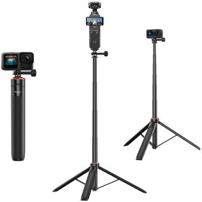 53.5" Action Camera Selfie Stick Tripod for DJI Osmo Pocket 3, GoPro Hero 14/13/12/11/10/Max, DJI Action 5 Pro/4, 2-in-1 Extendable Travel Vlog Handle Stand/Accessory for Vlog Video Recording