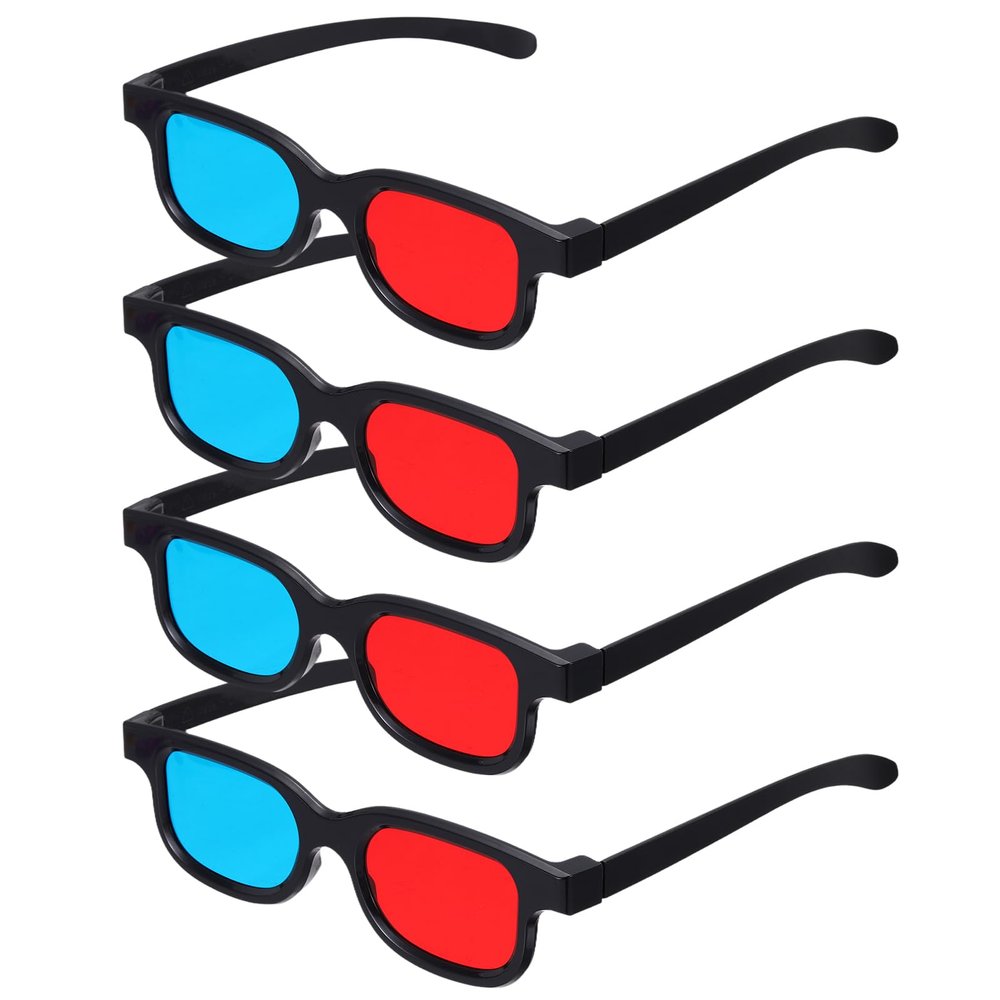 MECCANIXITY 10pcs Red Blue 3D Viewing Glasses, Plastic 3D Movies Glass for TV Anaglyph Stereoscopic Projection Video Game, 6 Inch Black Frame