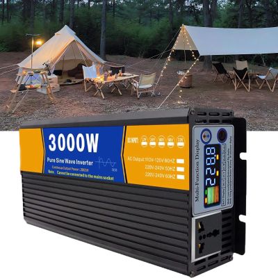 24v to 220v,Pure Sine Wave Inverter DC 12V 24V 48V 60V72V to AC110V 220V 3000W Power Converter with Socket and LCD Display for RV, Truck, Boat, Camping and Home 12V TO110V