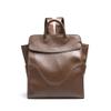 Brown PU Leather Laptop Backpack Purse Vintage Square Flap Daypack for Work view 1