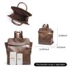 Brown PU Leather Laptop Backpack Purse Vintage Square Flap Daypack for Work view 4
