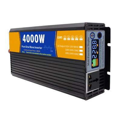 12v to 220v, 4000W Pure Sine Wave Inverter, 12V-72V DC to 110V/220V AC Car Power Converter with AC Outlets, LCD Display for Car, Truck, Home, Car Power Inverter,4000W-72V