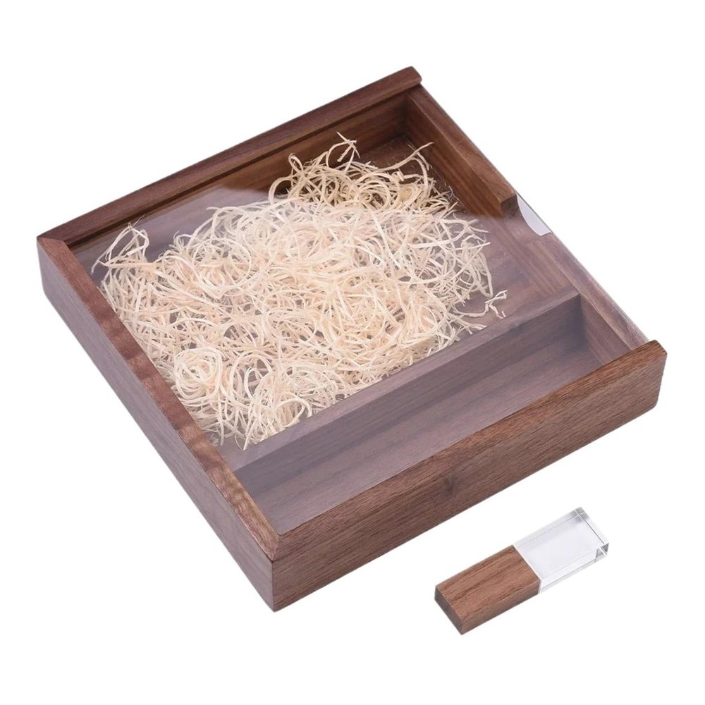 Walnut Album Box Flash Drives 64GB Photography Studio Memory Pen Drive Wedding Gift(Brown,Large)