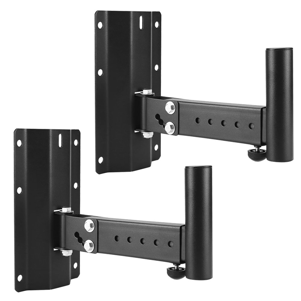 QWORK Heavy-Duty Speaker Brackets, 2 Pack DJ & PA Speaker Bracket, Wall Mount Speaker Stand, Adjustable PA Speaker Mount Bracket Holder
