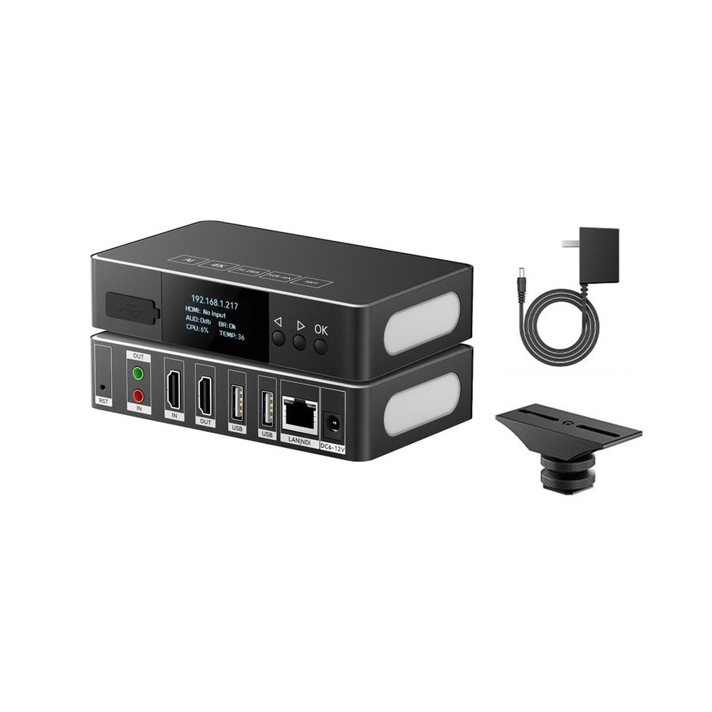 WayPonDEV ENC1-V3P 4K HD HDMI Encoder NDI Decoder - SRT RTMP/RTSP/UDP/H265 Protocols - Support POE and Tally - 100ms Low Latency, 10/100 RJ45 Ethernet Port for Live Stream Broadcasting (Hot Shot Kit)