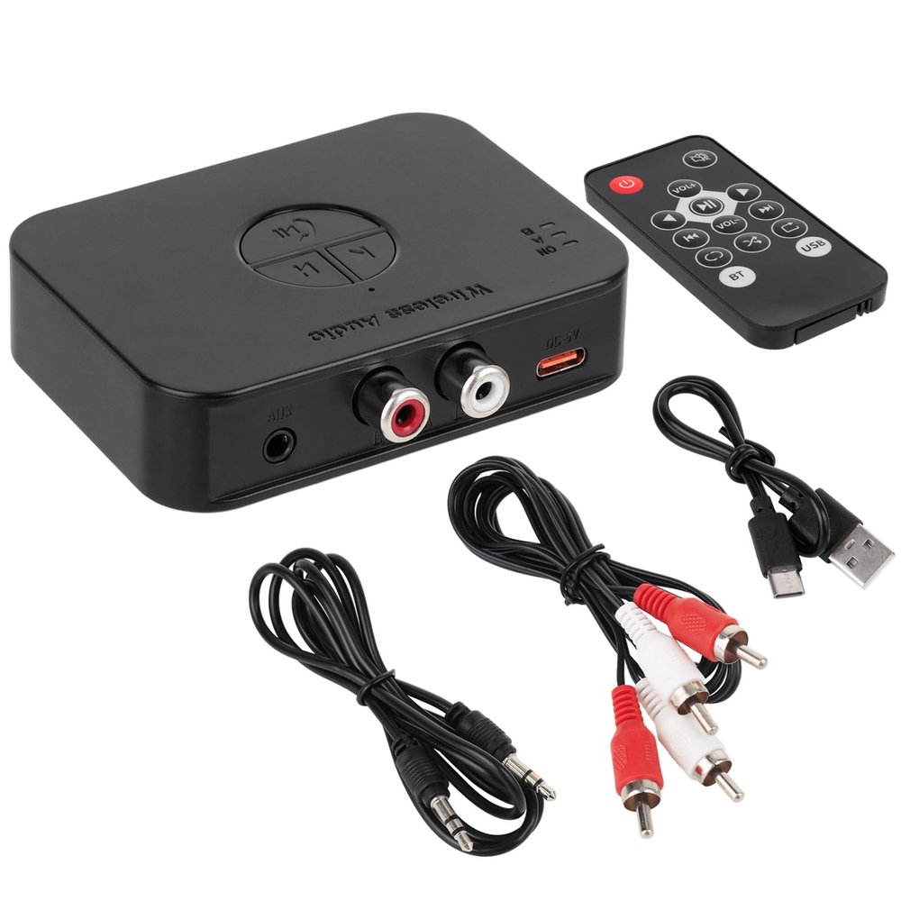 M2R Bluetooth 5.4 Audio Receiver 3.55mm RCA Bluetooth Adapter for Stereo Wireless Audio Receiver/USB Flash Drive/NFC One Touch Connection for Home and Car Stereo System Speakers