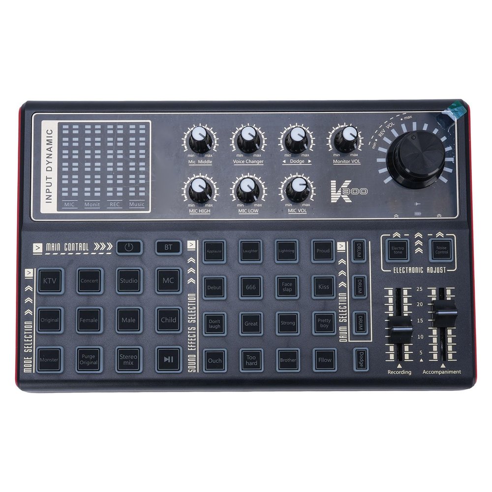 Audio Mixer, External Sound Card for Phone Computer 7 Vibrant LED Colors 12 Modes, 20 Sound Effects, and 4 Voice Modes, Soundboard for Streaming, Live, Content Creators