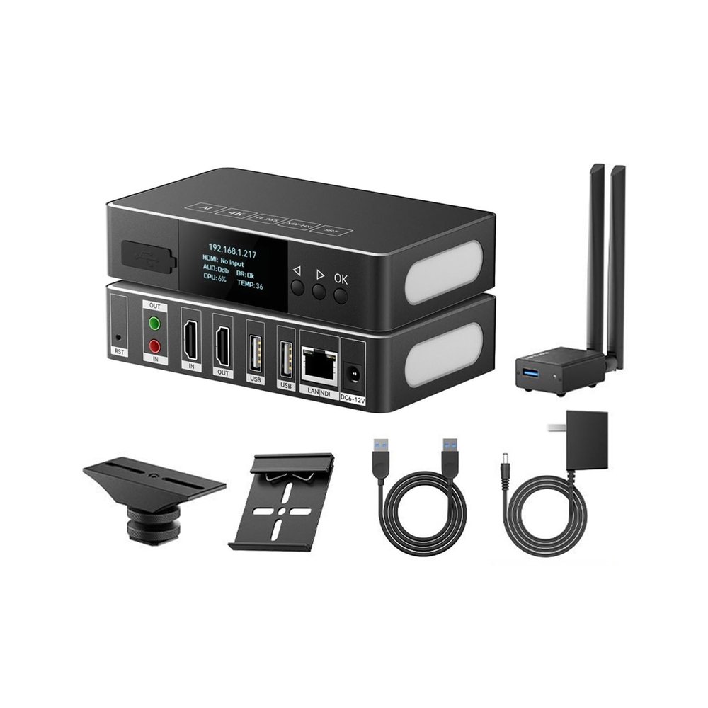 WayPonDEV ENC1-V3P 4K HD HDMI Encoder NDI Decoder - SRT RTMP/RTSP/UDP/H265 Protocols - Support POE and Tally - 100ms Low Latency, 10/100 RJ45 Ethernet Port for Live Stream Broadcasting (Full Kit)