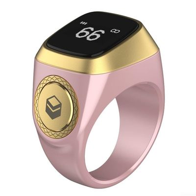 Aikimfuly Smart Zikr Ring, Smart Ring Counter Waterproof Digital Counter & Vibration Reminder, Unisex Azan Alarm Clock Finger Counter for Muslims(18mm Pink)