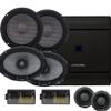 Alpine R Series Speaker Upgrade Package - One Pair of R2-S65C 6.5" 2-Way Component Speakers, One Pair of R2-S69 6x9 2-Way Coaxial Speakers and 4 Channel S Series Amplifier view 1