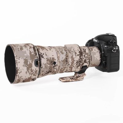 CHASING BIRDS Lens Camouflage Waterproof Coat for Nikon AF-S 500mm f/5.6E PF ED VR Rainproof Lens Protective Cover Version IV (Brown Grid, with FTZ - II)