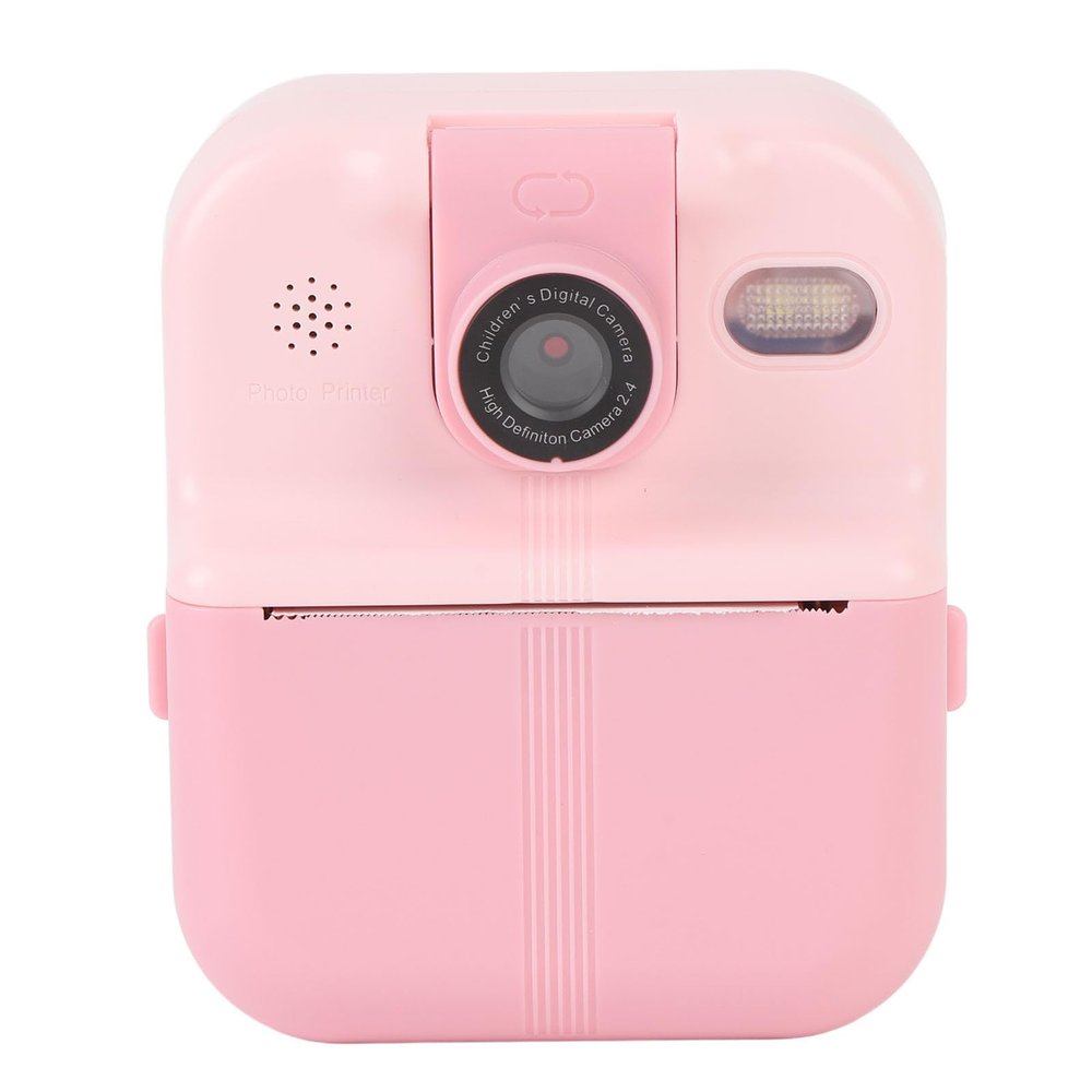 Instant Print Camera, 48MP 1080P Instant Camera with 2.4 in IPS Screen, Support Music Games, Portable Travel Video Camcorder with 180 Degree Rotating Lens (Pink)