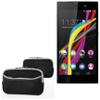 BoxWave Case Compatible with Wiko Highway Star 4G - SoftSuit with Pocket, Soft Pouch Neoprene Cover Sleeve Zipper Pocket - Jet Black with Grey Trim view 1